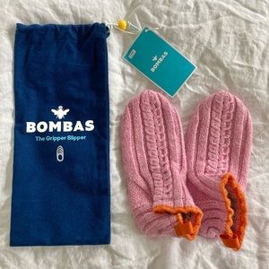 NWT Women's XS Bombas Gripper Slipper in Pink Cable Knit "Lipgloss"